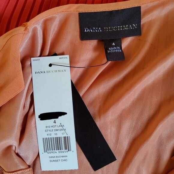 Dana Buchman Pleated Colorblock Sleeveless Dress Size 4 - Picture 7 of 9